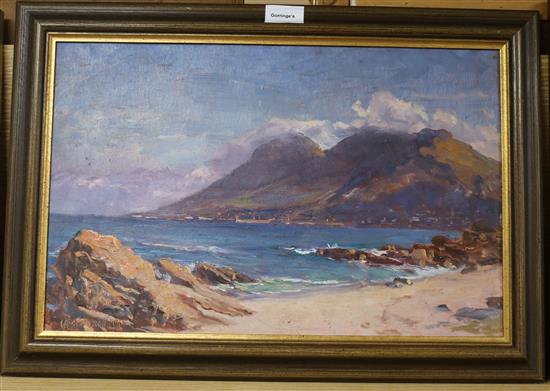 George Crossland Robinson (1858-1930), oil on board, View from Glencairn to Simons Town, signed and inscribed 30 x 47cm